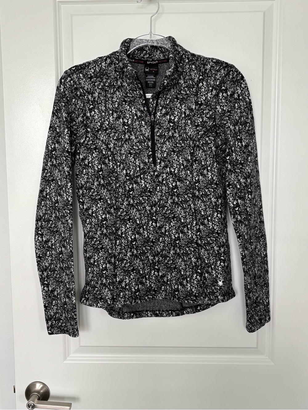 Spyder Active Women’s S, Quarter Zip Pullover Black White Fleece w/Side Pocket